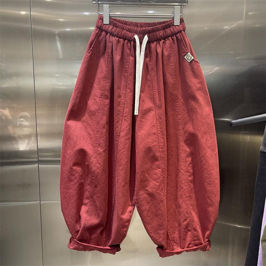 Large size Popularan goods n retro meat-covering lantern pants women's spring and summer new elastic waist and thin dad pants