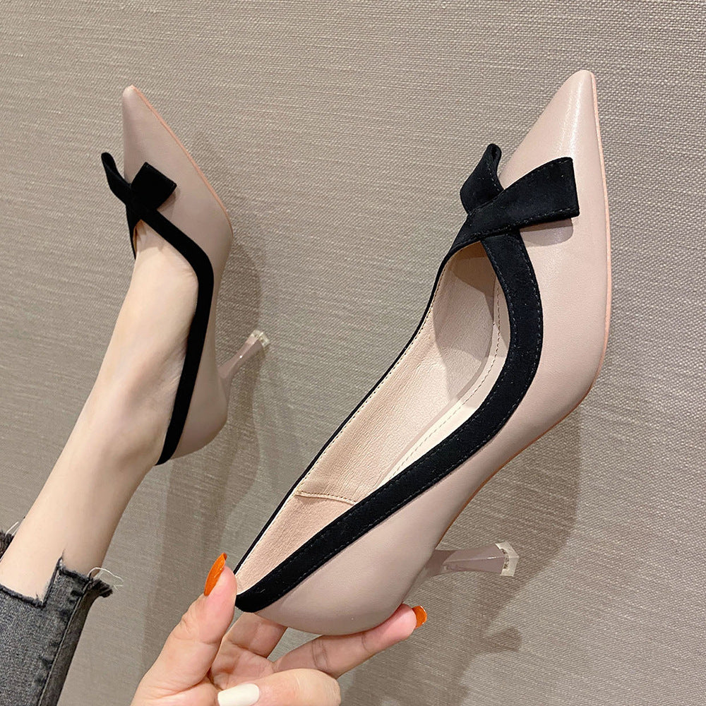 2025 SX8806-B1 bow high heels 2025 new single shoes women's Korean version niche design stiletto women's shoes