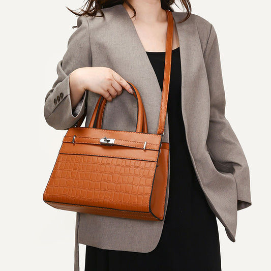 2025 hot-selling popular new fashion temperament stone pattern handbag, retro large-capacity three-piece women's bag