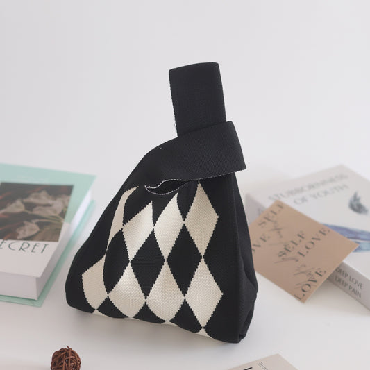 FLOWERSVERSE INS Internet Hot New Handbag Women's Knitted Bag Japanese and Korean Style All-Match Hand Carrying Casual Tote Bag Factory Wholesale