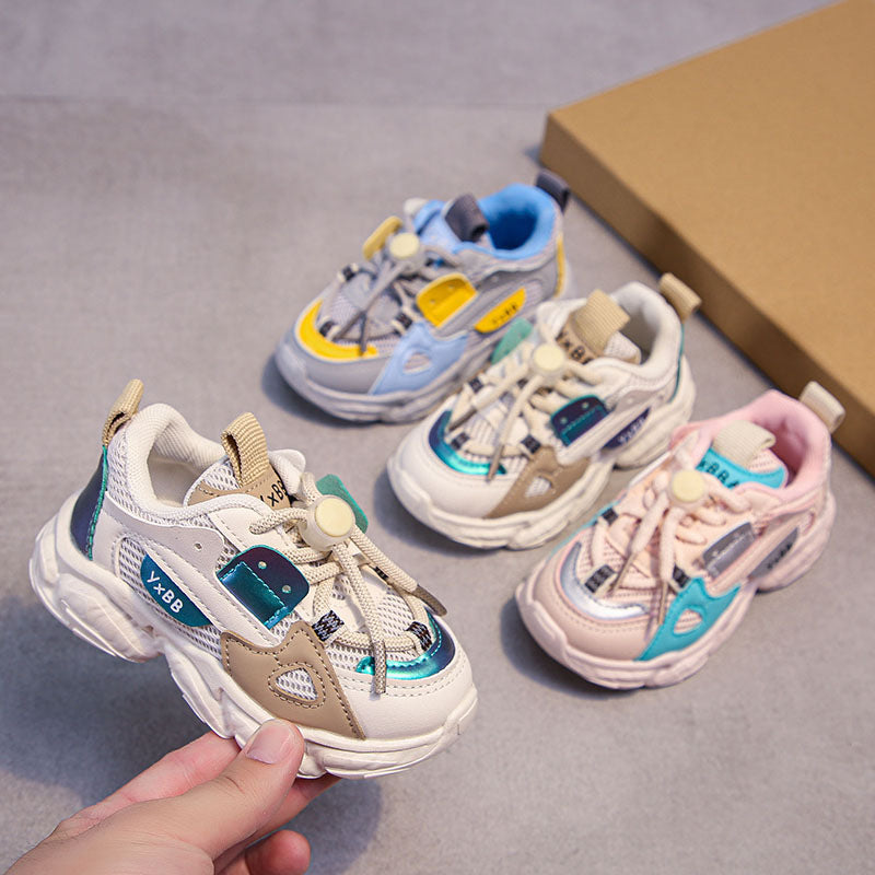 flowersverse Girls Sneaker Spring and Autumn New Baby Mesh Breathable Casual Shoes Boys Dad Shoes Children's Single-Layer Shoes Tide