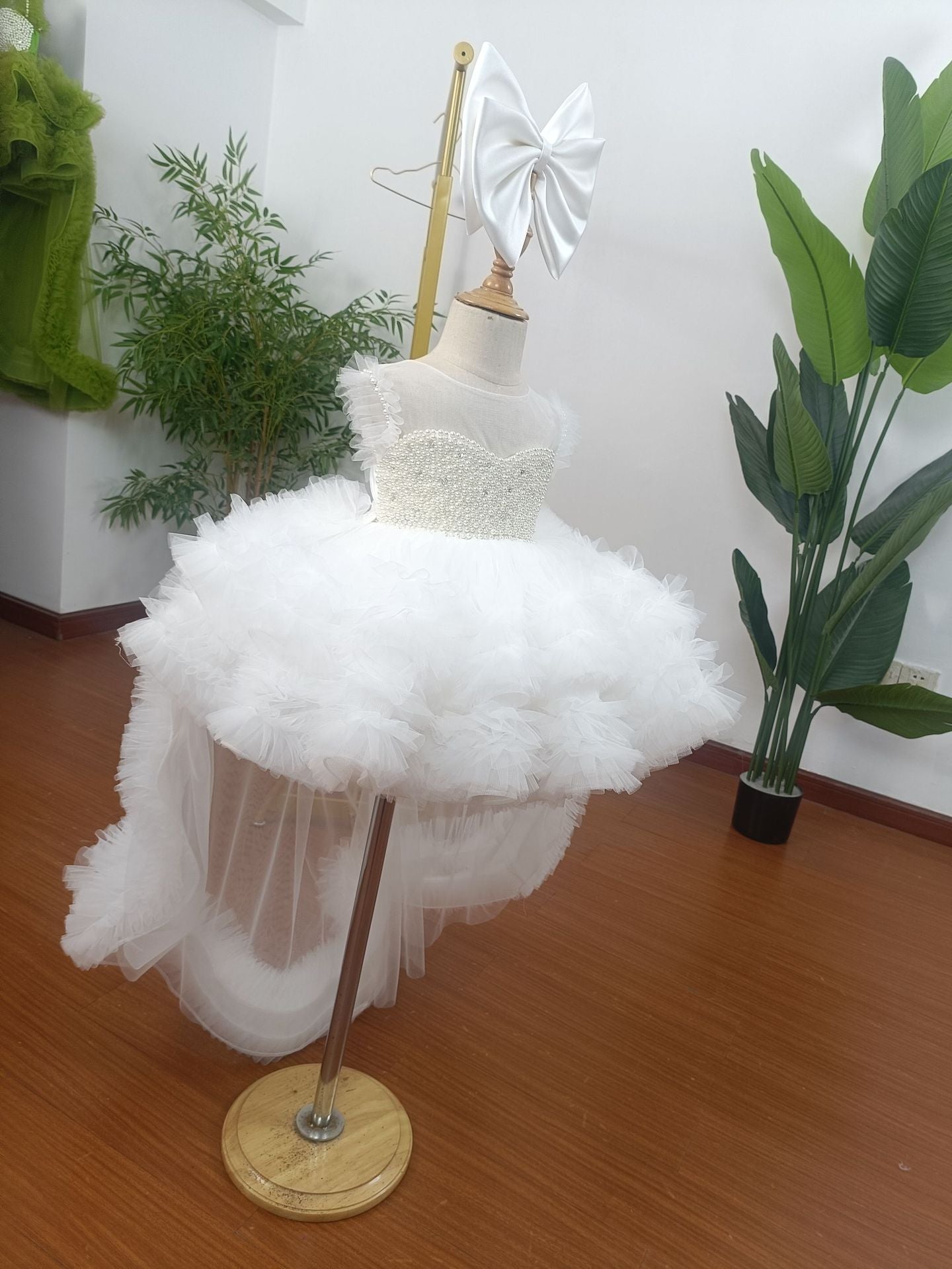 flowersverse European and American Girls' Dress New Fairy Sweet Small Trailing Host Model Catwalk Show Children Costume