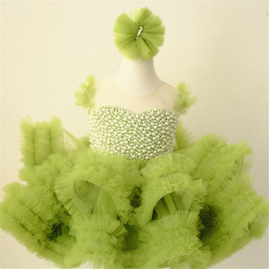 flowersverse European and American Girls' Dress New Fairy Sweet Small Trailing Host Model Catwalk Show Children Costume