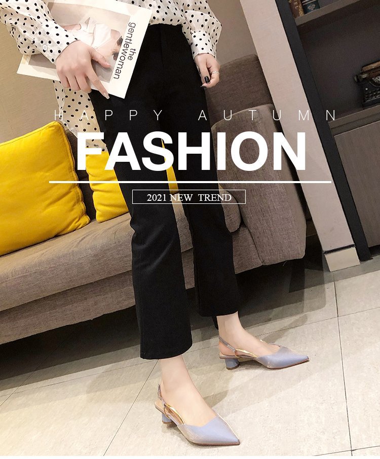 flowersverse New Style Toe Box Shoes Women's Spring Sandals Satin Women's Chunky Heels Fairy Style High Heels Pointed Women