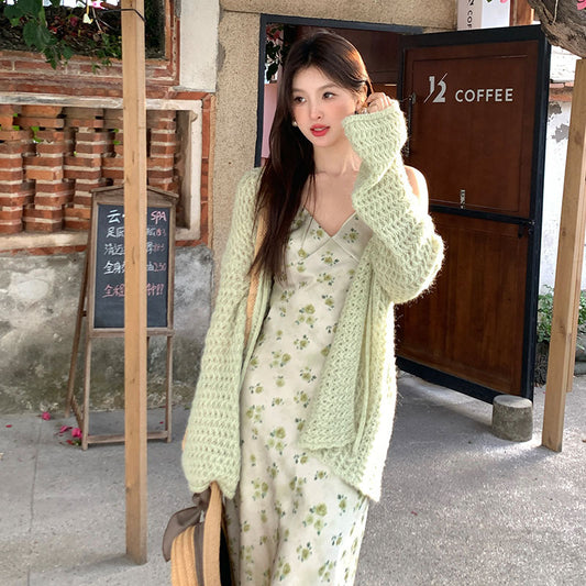 2025 Thirteen Lines Spring New Korean Version Hollow Knitted Cardigan Versatile Sunscreen Blouse 25151