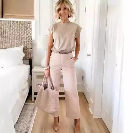 flowersverse Step in New Fashion All-Matching Bootleg Pants New Slim Fit Slimming Draping Effect Casual Suit Pants Women