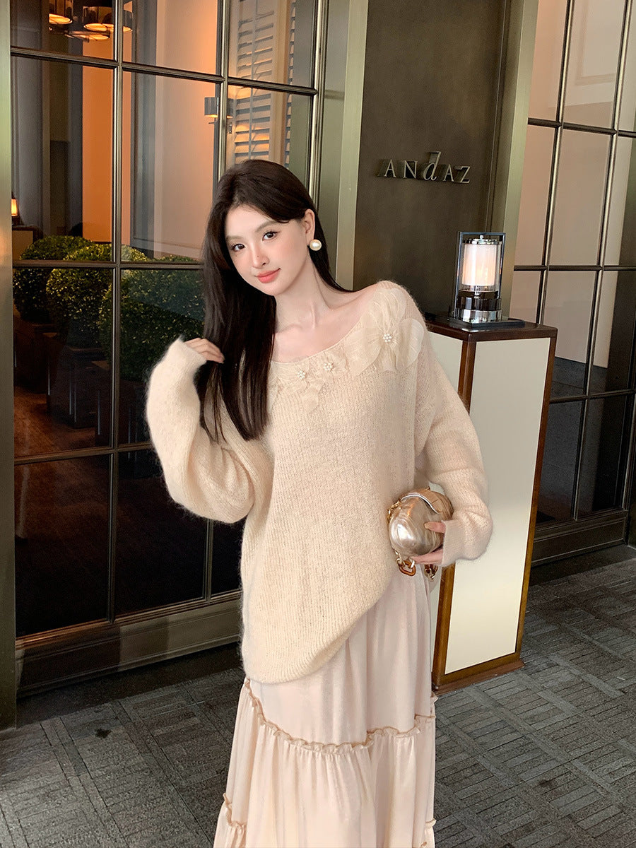 2025 Thirteen Lines popular Autumn New Elegant Wool Mohair Knitted Sweater Versatile Sweater Women 25060