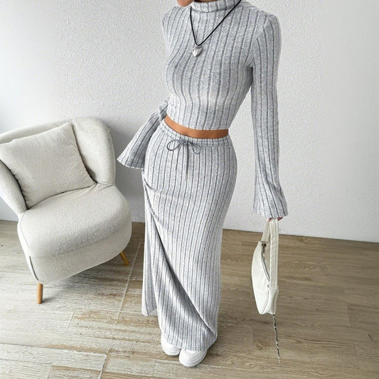 FLOWERSVERSE 2025 New women's clothing simple casual fashion set popular autumn and winter new versatile commuter knitted two-piece set