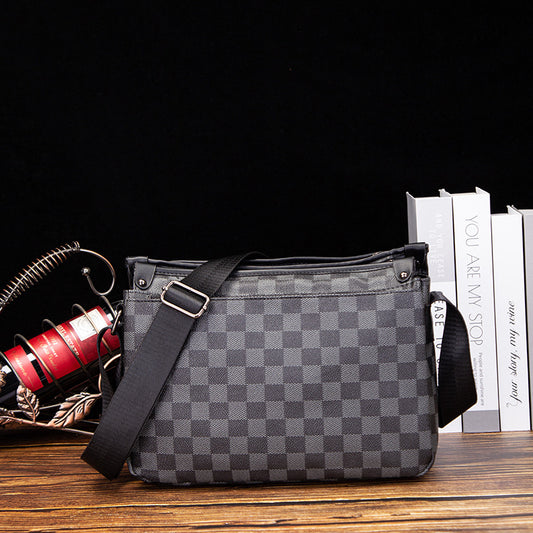 FLOWERSVERSE New Men's Check Pattern Shoulder Bag Stylish and Lightweight Crossbody Bag All-Matching Small Bag Fashion Brand Travel Backpack Wholesale