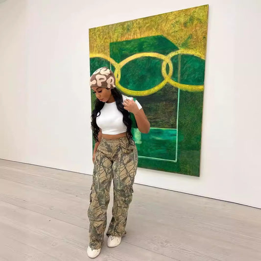 FLOWERSVERSE T23318 European and American Women's Clothing Fashion Casual Camouflage Printed Overalls Exclusive for Cross-Border One Piece Dropshipping