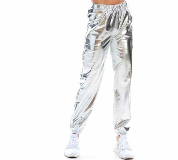FLOWERSVERSE Cross-Border New Arrival Casual Sports Street Hip Hop Party Shiny Colorful Trousers Hologram Laser Loose Women's Pants