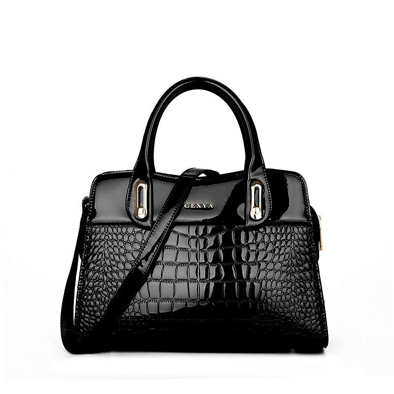 2025 Handbags hot-selling patent leather women's bags, crocodile pattern high-end bags, large-capacity light luxury portable tote bags for women
