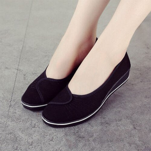 Amozae Women Canvas Loafers New Woman Casual Vulcanized Ladies White Shoes Women's Fashion Wedges Female Comfortable Footwear
