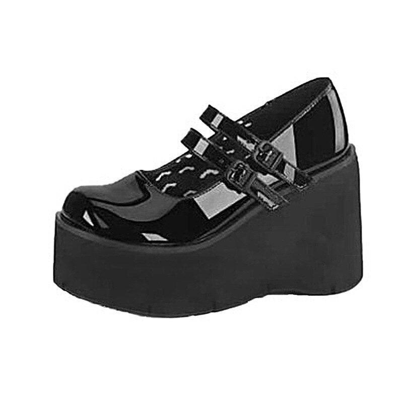 Amozae 2023 Summer Women's Shoes Platform Shoes Mary Jane Shoes Womens Platform Heels Ladies Punk Goth Thick Sole Sapato Feminino