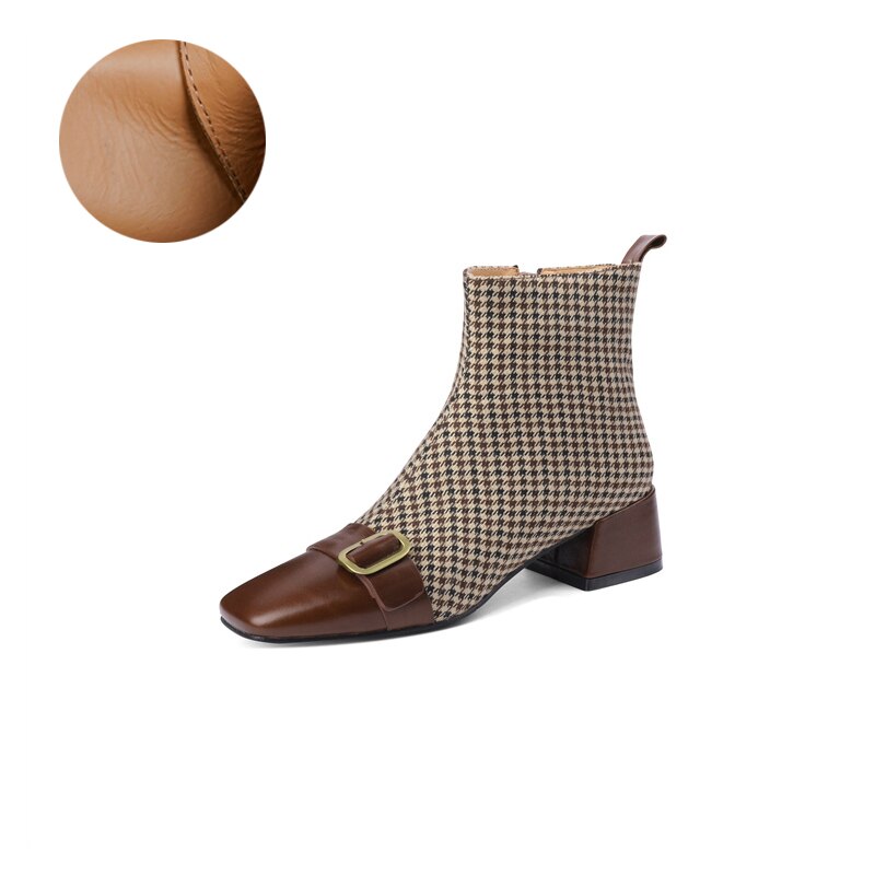 flowersverse New Autumn Women Boots Square Toe Chunky Heel Women Shoes Shoe For Women Casual Short Boots Winter Boots Zapatos De Mujer