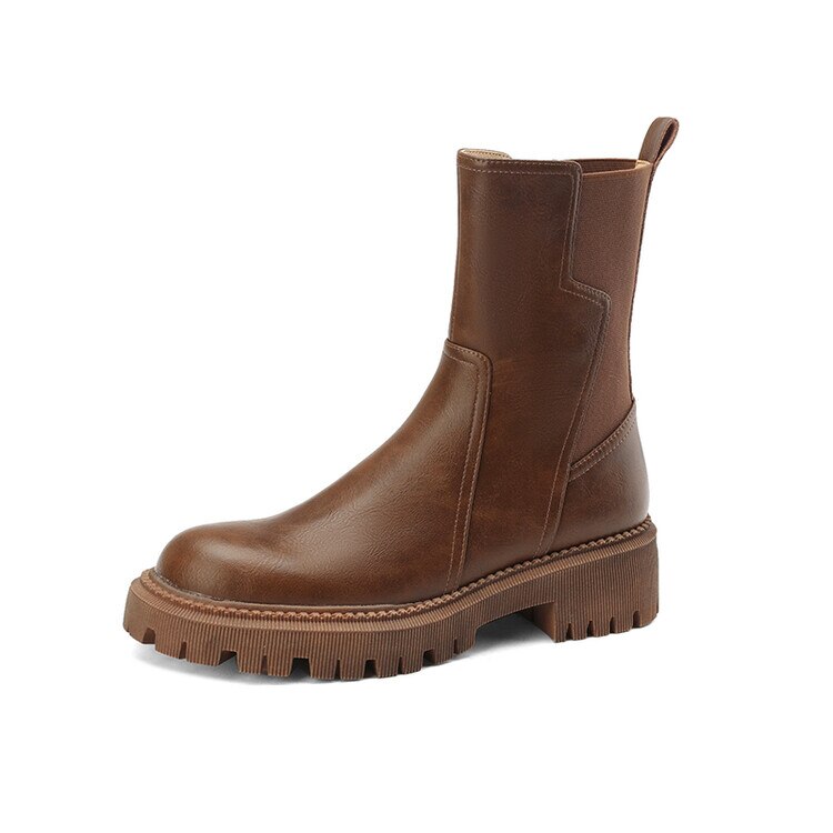 flowersverse New Autumn Winter Chimney Boots Chelsea Boots Women Shoes Round Toe Boots Casual Chunky Platform Boots For Women Botines
