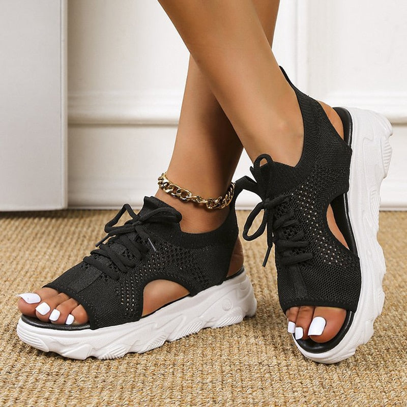 Amozae Ladies Sandals Spring Fashion Versatile Platform Casual Shoes Women Plus Size Lightweight Flat Sandals Zapatos Casuales De Mujer