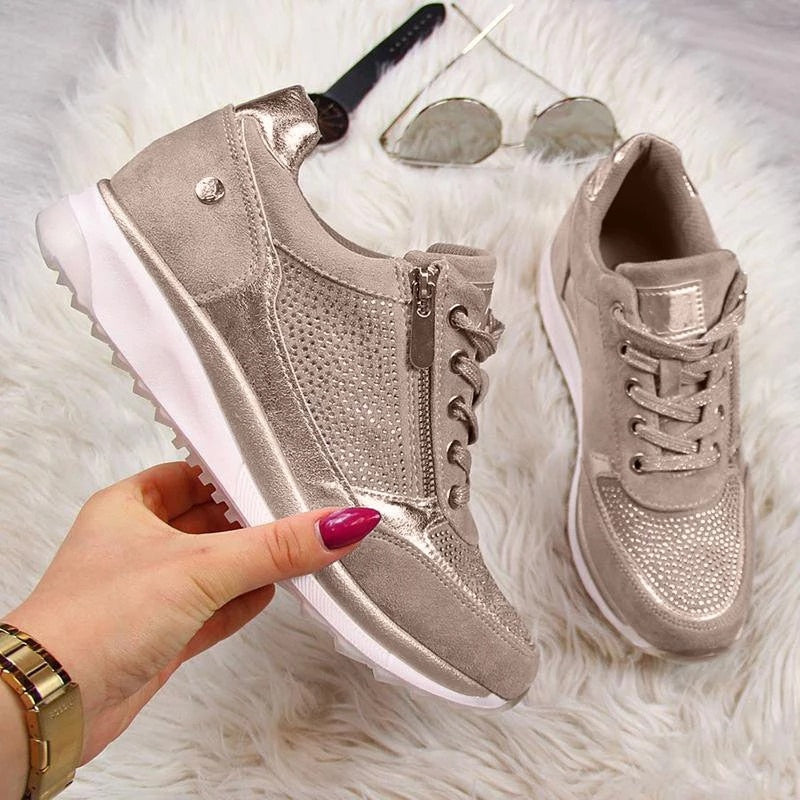 Thanksgiving flowersverse Women's Wedges Sneakers Vulcanize Shoes Sequins Shake Shoes Fashion Girls Sport Shoes Woman Sneakers Shoes Woman Footwear
