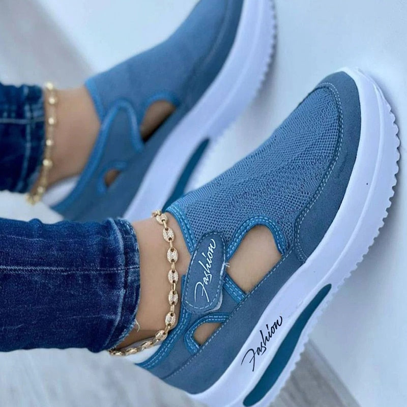 Amozae 2022 Women Sneakers Casual Round Toe Mesh Shoes Breathable Comfort Female Sport Shoes Non-Slip Spring Run Tennis Shoes