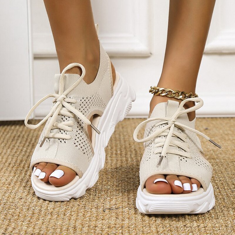Amozae Ladies Sandals Spring Fashion Versatile Platform Casual Shoes Women Plus Size Lightweight Flat Sandals Zapatos Casuales De Mujer