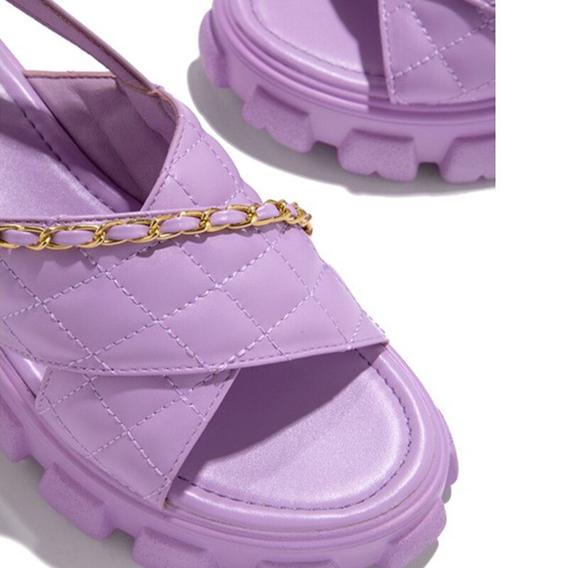 Christmas Gift Platform Women Shoes 2022 New Summen Open Toe Sandals Casual Beach Slides Designer Slippers Chain Women Sandals