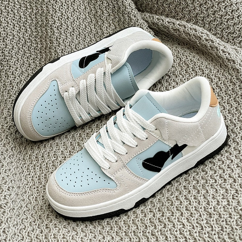 Black Friday Amozae Fashion Chunky Sneakers Women Vulcanized Shoes Lace Up Platform Sneakers Casual Shoes Women Flats Breathable Lady Sport Shoes
