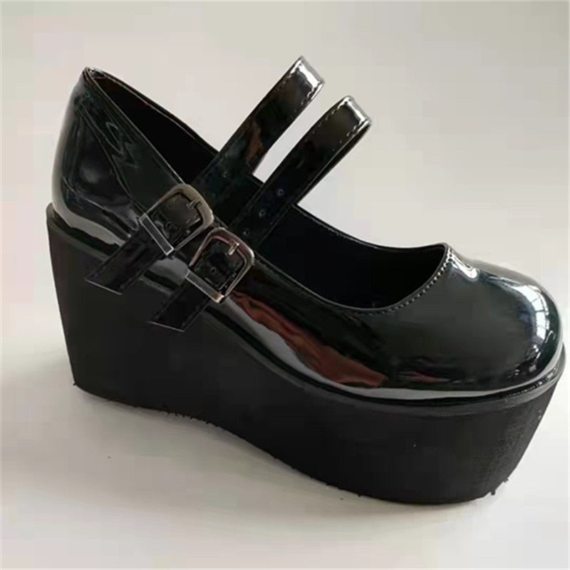 Amozae 2023 Summer Women's Shoes Platform Shoes Mary Jane Shoes Womens Platform Heels Ladies Punk Goth Thick Sole Sapato Feminino