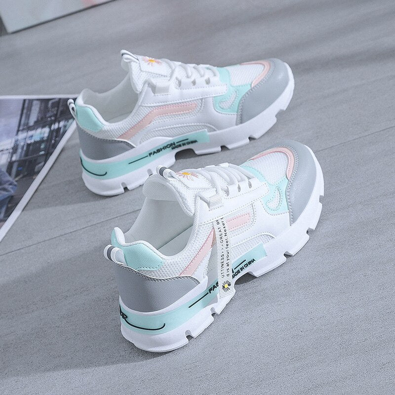 flowersverse Sneakers For Women Designer Platform Casual Sports Running Shoes Female Students Match Color Fashion Sneaker Chunky Mujer