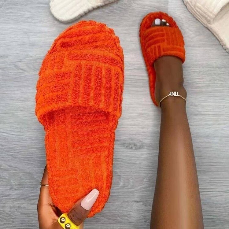 Amozae Women's Open-Toe Platform Shoes Green Corduroy Flat Slippers Outdoor Women's Sandals Summer Flip Flops Женские Тапочки