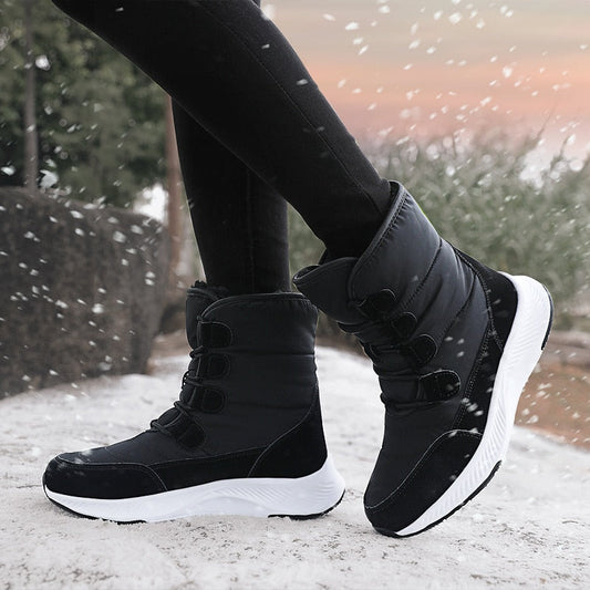 flowersverse Women Boots Winter White Snow Boot Short Style Upper Non-Slip Quality Plush Botas Invierno Platform Shoes Botas Mujer