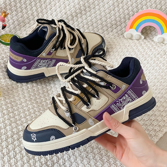 Black Friday Amozae 2022 New Designer Women Sport Shoes Personality Lace Up Vulcanized Sneakers Women Flat Shoes Fashion Luxury Casual Shoes Couple