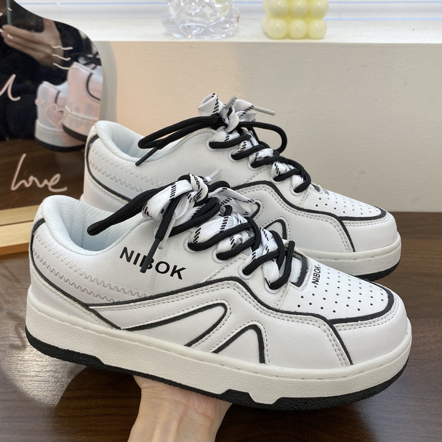 Amozae Black Friday Amozae 2024 New Women Sport Shoes Platform Sneakers Ladies Vulcanized Shoes Designer New Lace Up Breathable Sneakers Flat Shoes Size 44