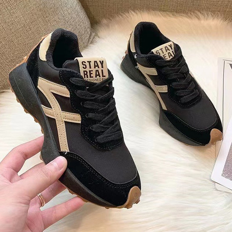 Black Friday Amozae Leather Women's Sneakers Luxury Platform Shoes Plush Leisure Light Anti-Slip Green Running Shoes Fashion Designer Zapatos Mujer