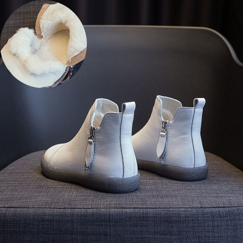 Amozae Fujin Spring Genuine Leather Cow Women Ankle Boots Waterproof Slip On Super Comfortable Booties Autumn Winter Shoes Non Slip