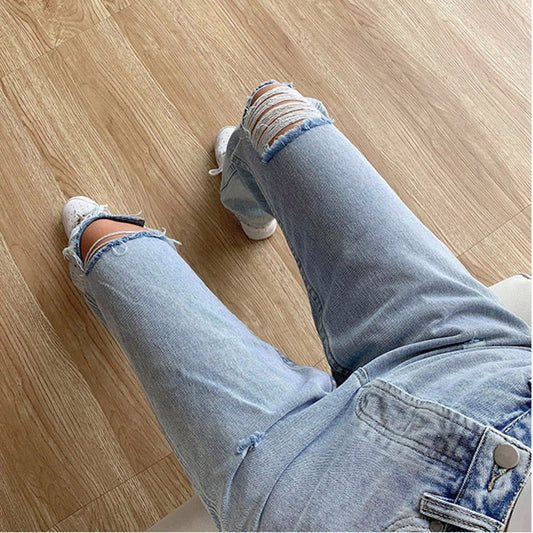 Pants Boyfriend Female Women's Jeans Large Size Jean Women Jeans Pants High Waist Mom Ripped Jeans Stright Trousers