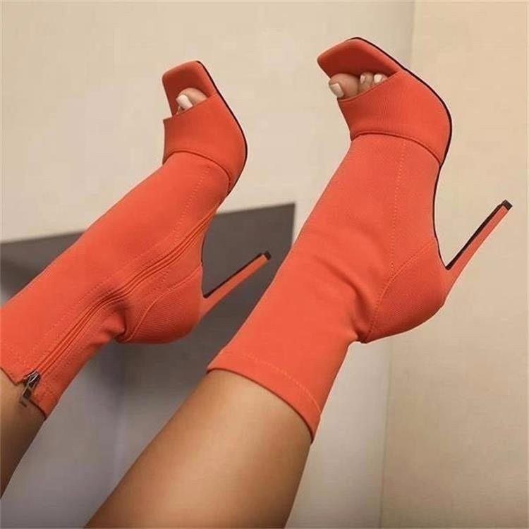 Thanksgiving flowersverse Hot Selling Salsa Outdoor Indoor Plus Size Latin Dance Shoes For Dancing Women Teachers High Heels 10 Cm Nylon Boots Black568