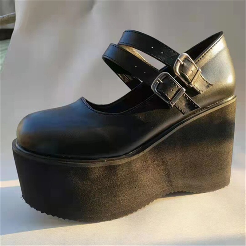 Amozae 2023 Summer Women's Shoes Platform Shoes Mary Jane Shoes Womens Platform Heels Ladies Punk Goth Thick Sole Sapato Feminino