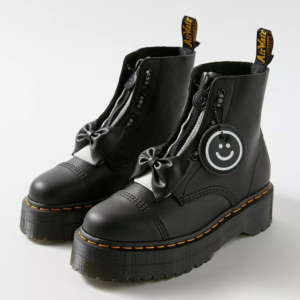 Amozae Women Platform Boots Ladies Genuine Leather Combat Boot Female Motorcycle Zipper Winter Height Ankle Boots Zapatos Mujer Shoes