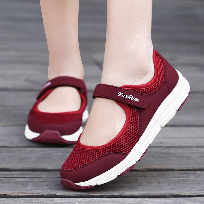 flowersverse New Women Flats Spring Summer Ladies Mesh Flat Shoes Women Soft Breathable Sneakers Women Casual Shoes White Nurse Shoes