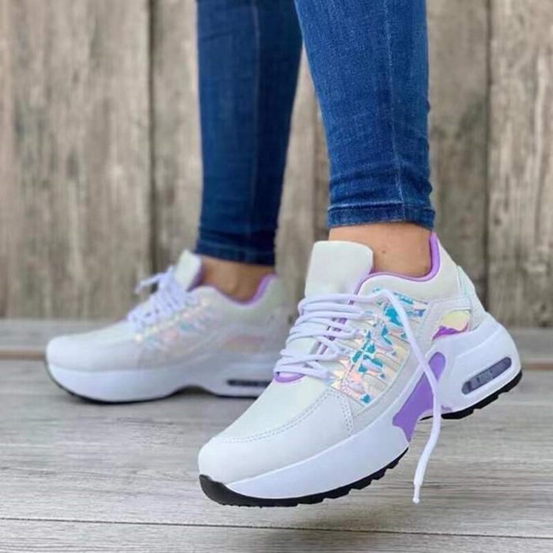Amozae 2022 Comfortable Outdoor High-Quality Walking Shoes Women's White Shoes Spring Autumn New Lace-Up Flat Casual Sports Shoes