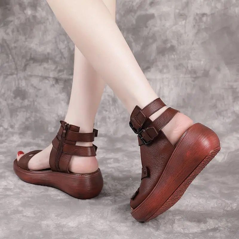 Amozae Summer Women Wedge Platform Sandals Shoes Fashion Designer High Top Womens Casual Sandal Shoes Thick Sole Rome Sandalias