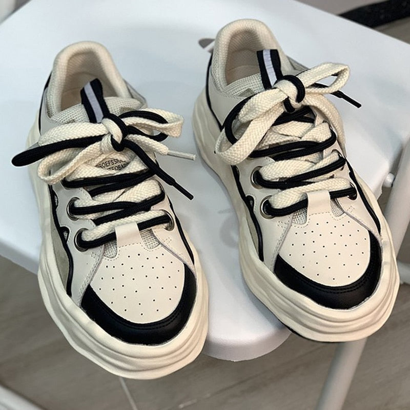 Black Friday Amozae 2022 New Designer Shoes Vulcanized Sneakers Women Casual Shoes Lace Up Ladies Shoes Breathable Fashion Sports Shoes Non-Slip