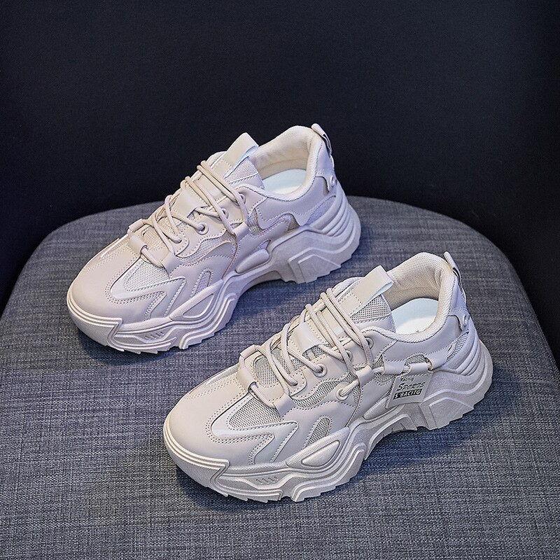 flowersverse New Black Sneakers Casual Vulcanized Shoes Woman High Platform Sneakers Lace Up White Sneakers Women Increasing Torre Shoes