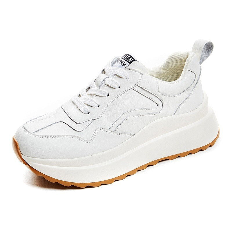 flowersverse Fashion Women Shoes Platform Sneakers Ladies Lace-Up Casual Shoes Breathable Walking Shoes White Flat Sneaker