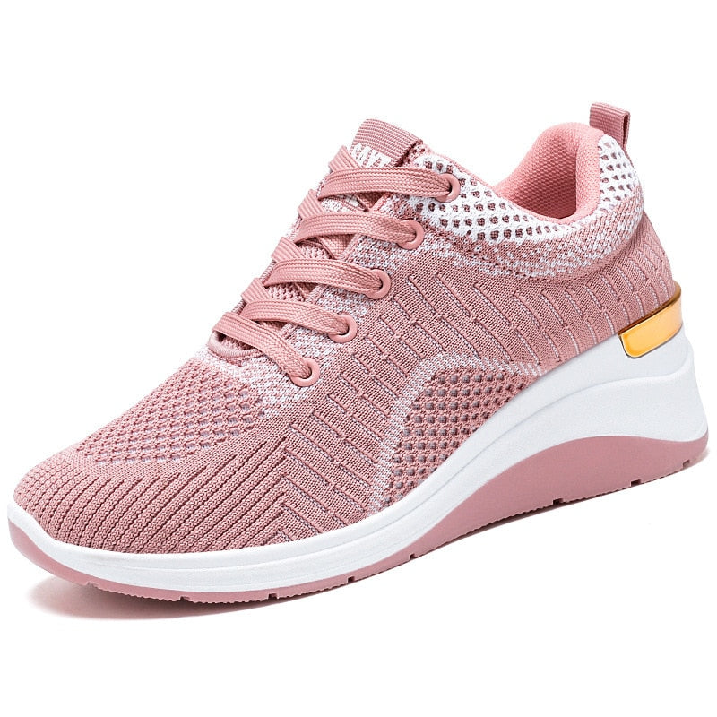 Amozae Ladies Platform Sneakers Fashion Versatile Flat Sneakers Mesh Breathable Ladies Casual Shoes Zapatos Casuales De Mujer