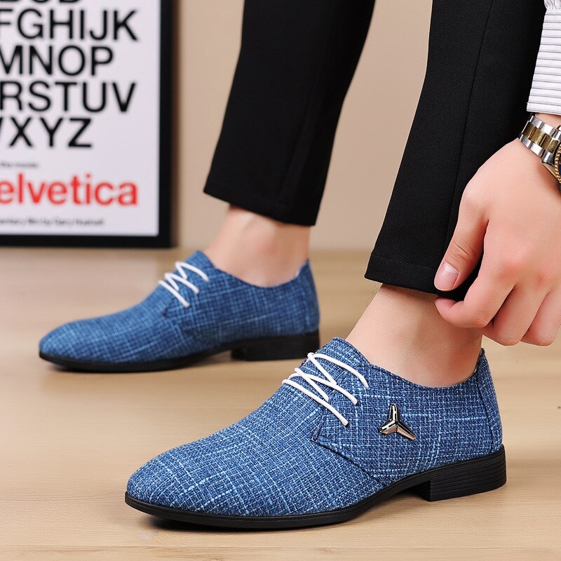Amozae Men's Plus Size Shoes Breathable Pointed Linen Canvas Dress Shoes For Men Business Casual Shoes Male Beijing Old Cloth Footwear
