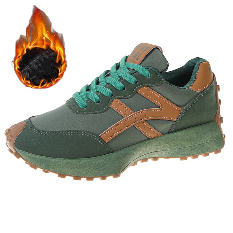 Black Friday Amozae Leather Women's Sneakers Luxury Platform Shoes Plush Leisure Light Anti-Slip Green Running Shoes Fashion Designer Zapatos Mujer