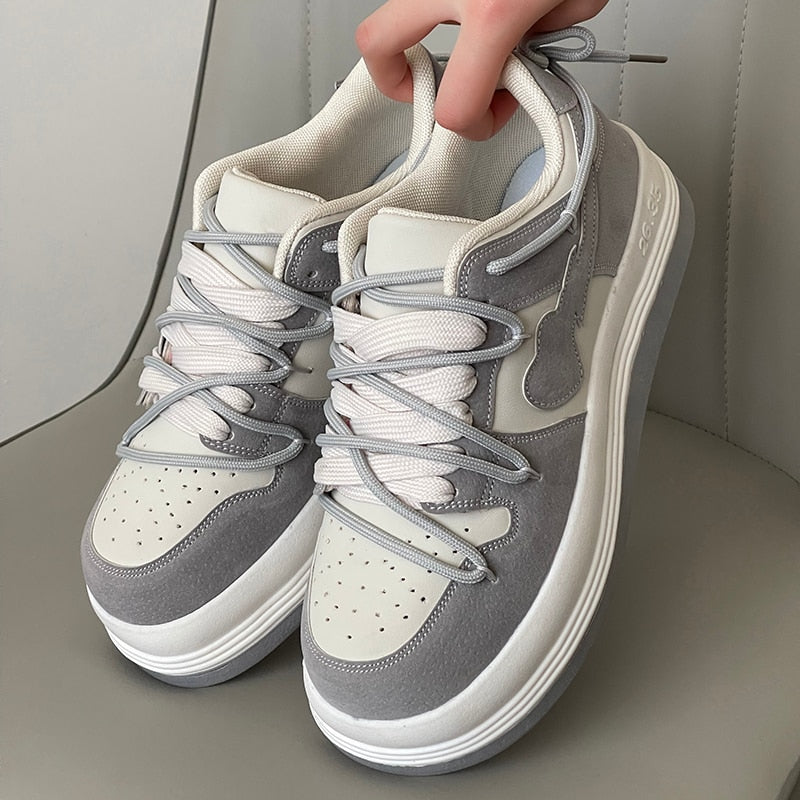 Thanksgiving Amozae Pink Women Vulcanized Shoes Chunky Sneakers Women Flats New Design Sport Shoes Lace Up Women Shoes Fashion Walking Sneakers