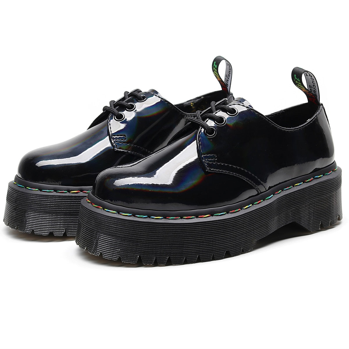 Amozae Black Platform Flats Shoes Women 2022 New Spring Lace Up Pumps Female Footwear Designer Heels Woman Sneakers Party Shoes Ladies