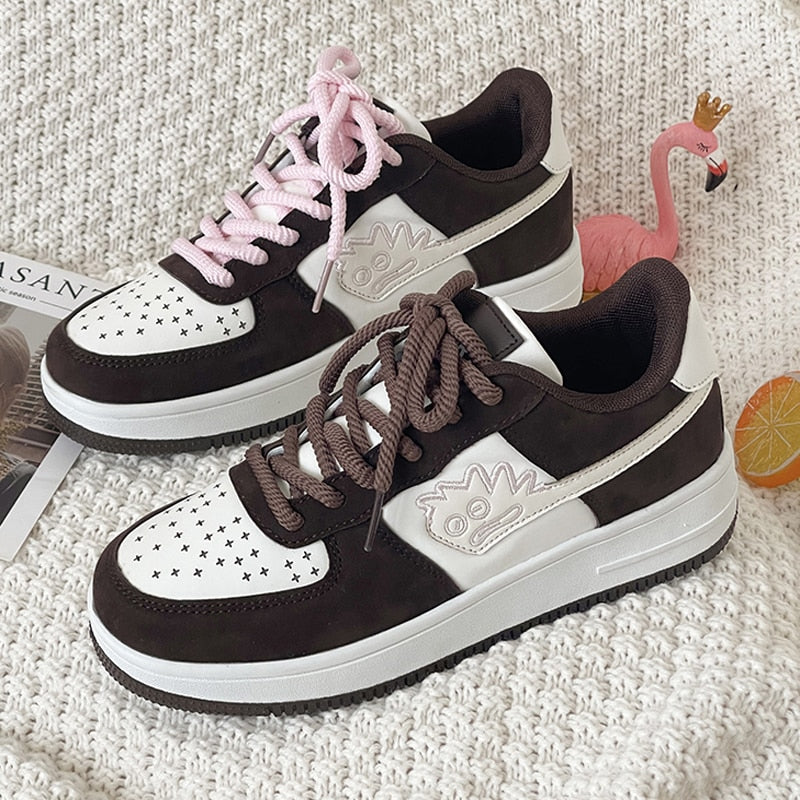 Black Friday Amozae 2022 New Couple Sport Shoes Fashion Women Vulcanized Shoes Designer Lace Up Casual Shoes Women's Flats Walking Sneakers Women
